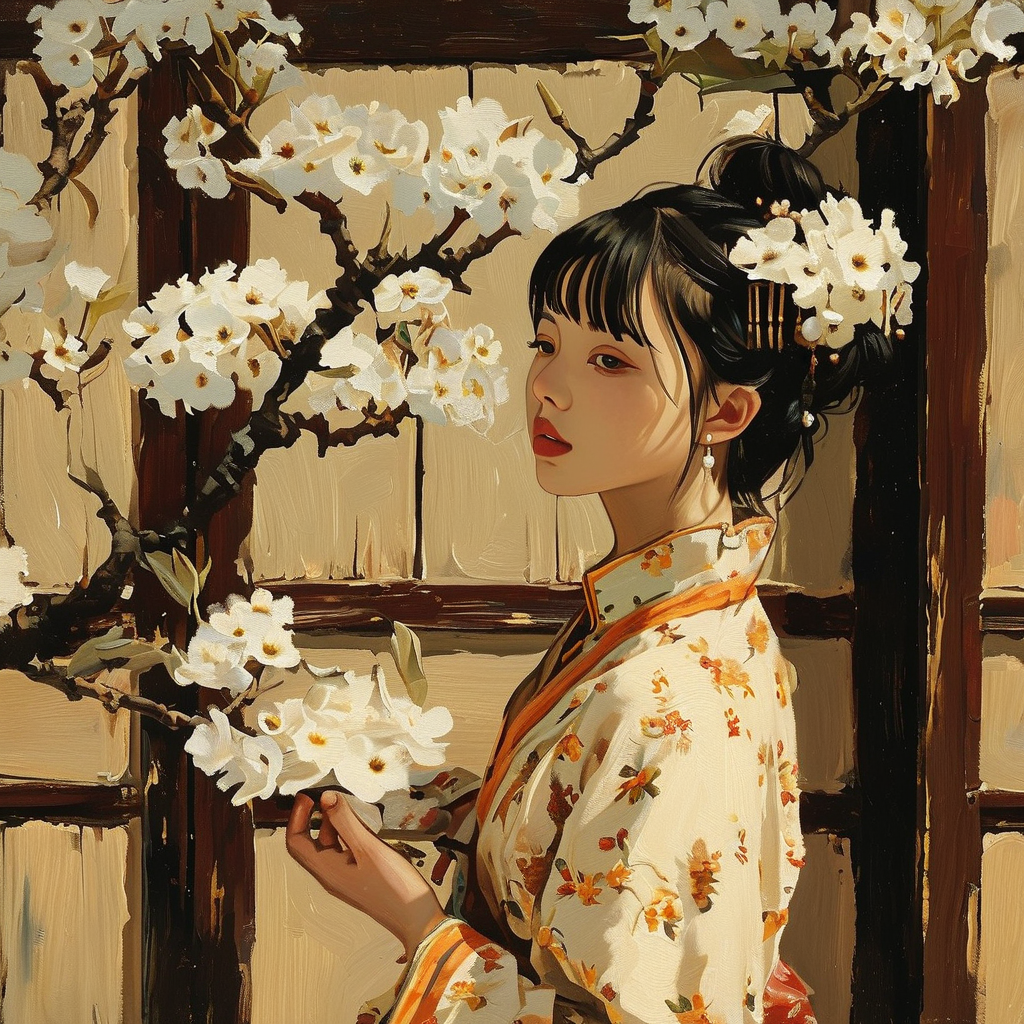 记当日、门掩梨花，翦灯深夜语。